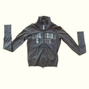 Vintage Abercrombie & Fitch Track Jacket with Embroidered Lettering in Brown